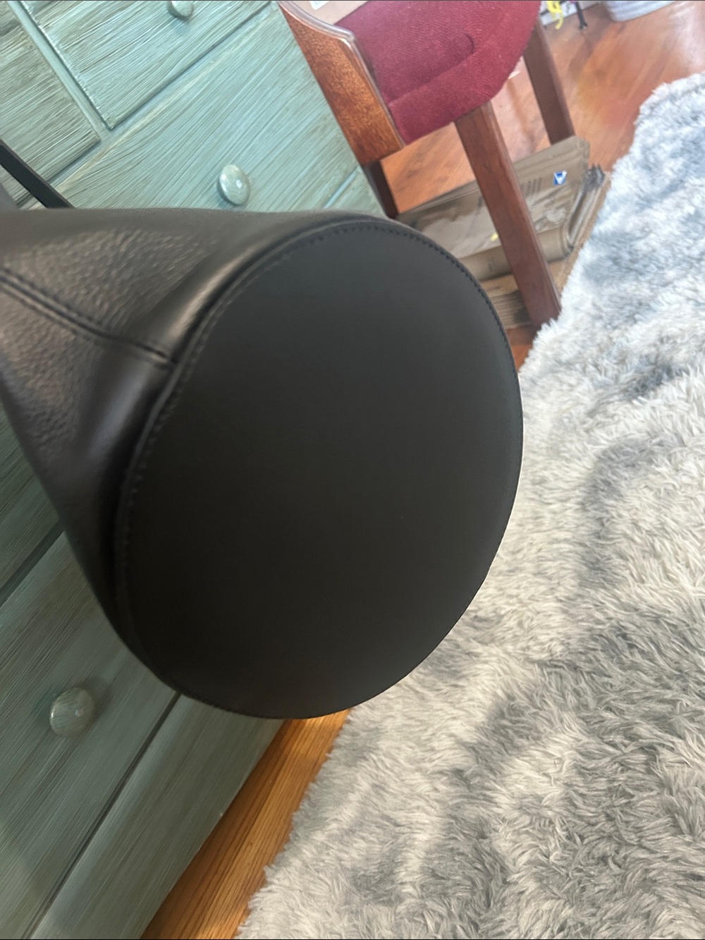 Vegan Leather Shoulder Hobo Bucket Bag - Picture 3 of 5